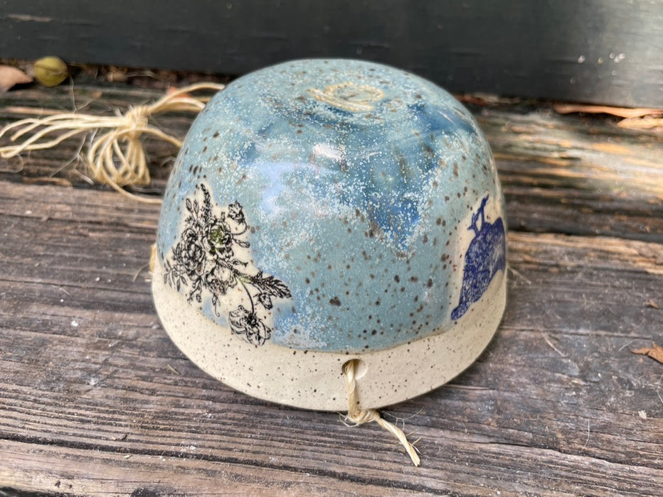 Lil' Blue on Blue Country Chicken Planter