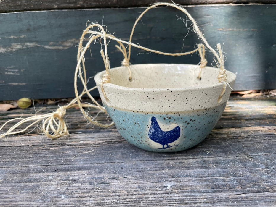 Lil' Blue on Blue Country Chicken Planter