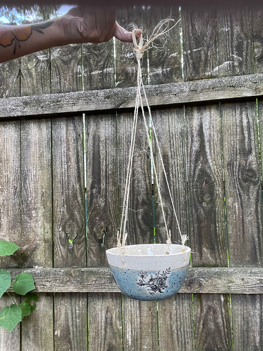 Lil' Blue on Blue Country Chicken Planter